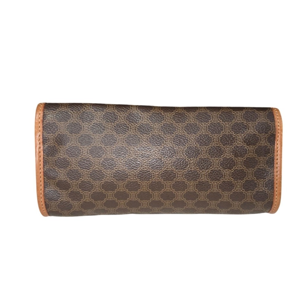 Celine Macadam Triomphe Clutch Bag Brown Coated Canvas Vintage Leather Trim - Picture 2 of 8